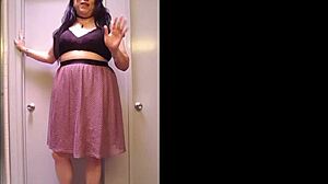 Amateur crossdresser in sparkly outfit surprises viewers