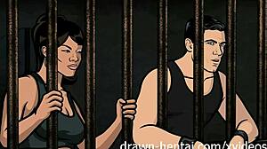 Animated jailbound eroticism featuring Kane and Malory
